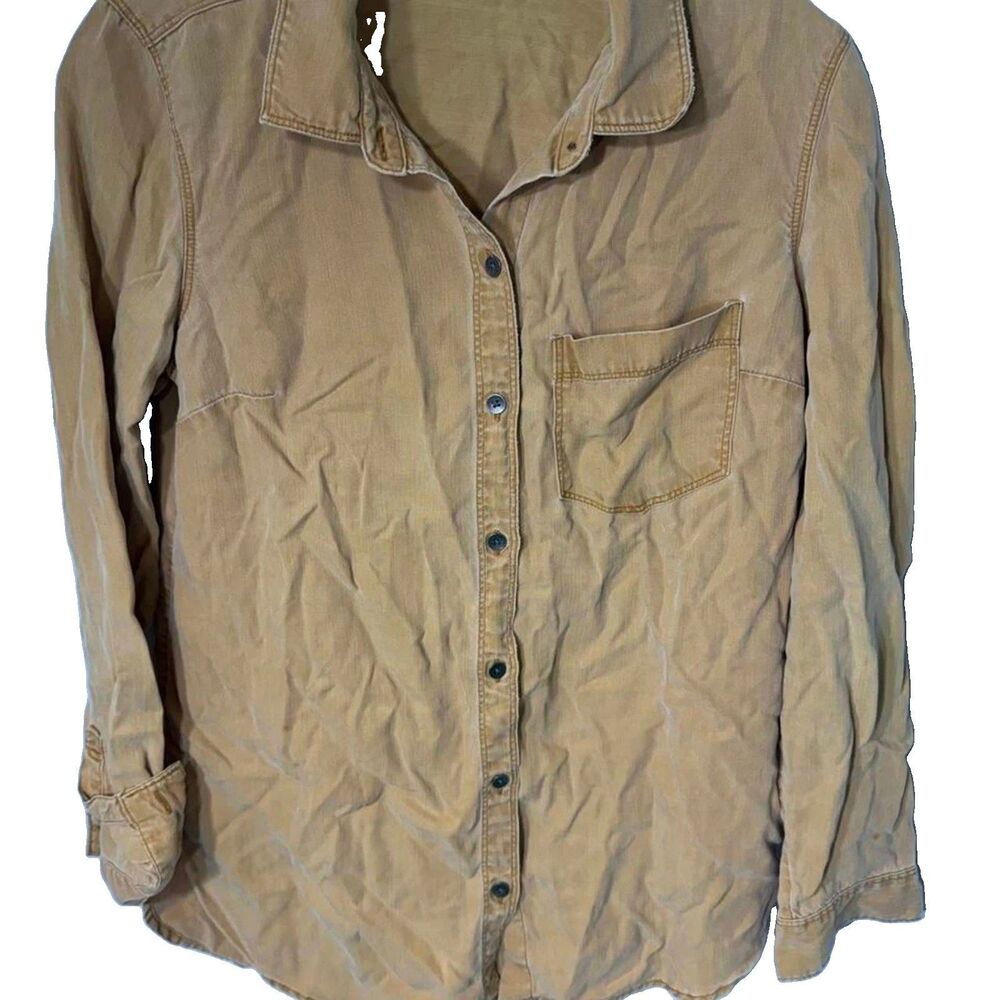 Old Navy Women's Mustard Yellow Button Down Long Sleeve Shirt